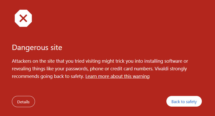 Google Safe Browsing deceptive site warning